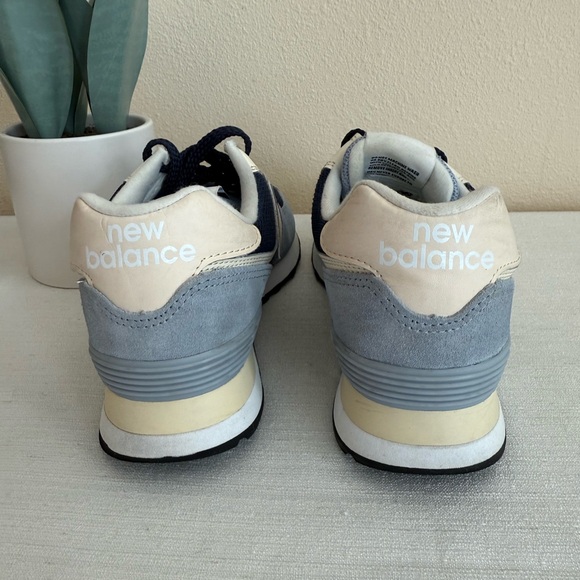 New Balance 574 Blue and Cream Casual Sneakers - Picture 11 of 14
